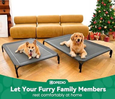 Elevated Dog Bed Raised Outdoor Dog Cot for Extra Large Dogs, Installation Requires No Tools, Frame with Washable Cooling Breathable Mesh Anti-Slip Feet, Indoor Pet Bed, Grey, 48.8 Inches - Image 6