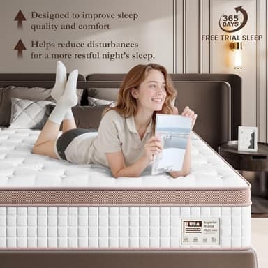 FP FLEXPEDIC Mattress Queen Size 12 inch - Premium Hybrid Mattress in a Box with Back & Lumbar Support, 200 Night Trial, Individual Pocket Spring Bed for Motion Isolation, Fiberglass-Free - Image 4