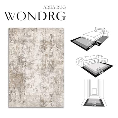 WondRg 8x10 Washable Area Rug Brown Grey Abstract Living Room Bedroom Carpet Neutral Modern Non Slip Soft Low Pile Indoor Large Throw Rug for Dining Room Office - Image 2