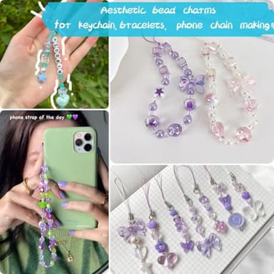 JoyJellies Bracelet Making Kit Assorted Acrylic Beads, 4 Colors Charms Keychain Making Kit with String Key Ring Clips Bow Heart Cute Beads for Bracelets DIY Arts and Crafts Girls Jewelry Making Gifts - Image 3