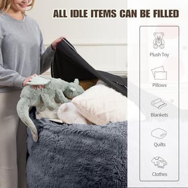 Stuffed Animal Storage Bean Bag (Cover Only), Adult Bean Bag Chair Covers Machine Washable, White Bean Bag Chair Without Filler Included - Image 5