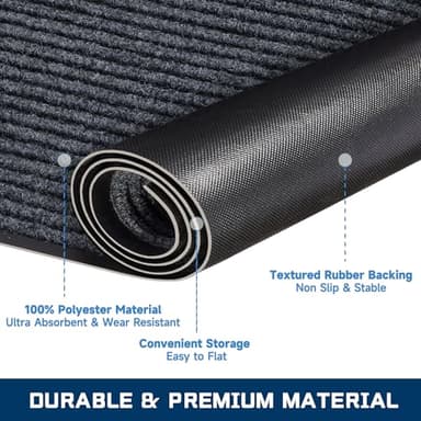 Large Indoor Outdoor Door Mat, 2' x 6' Heavy Duty Commercial Floor Mat Inside Outside Entrance, Rubber Border Doormats for Entryway, High Traffic Area, Waterproof, Low-Profile, Easy to Clean - Image 5