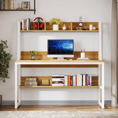 Tribesigns Computer Desk with Hutch, 47 inches Home Office Desk with Space Saving Design with Bookshelf for Small Spaces - Image 8