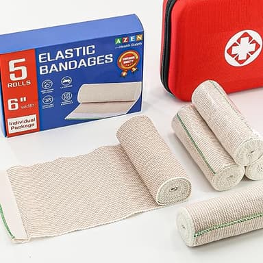 AZEN Premium 5 Pack Elastic Bandage Wrap 6 Inch, Compression Wrap Bandage for Legs, Ankle, Knee, Tummy, Body, Latex-Free, Lymphedema Wraps for Legs - Image 6