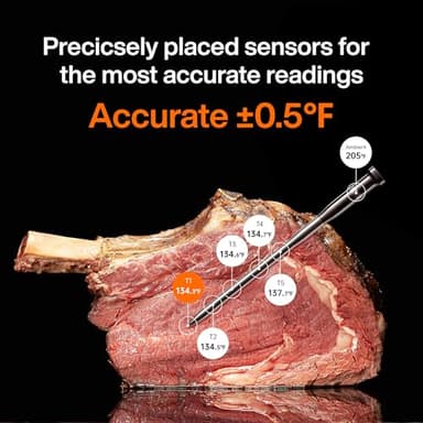Typhur Sync Wireless Meat Thermometer Quad | 4 Probes | 6 Sensors | LCD Display | WiFi and Bluetooth 5.3 | Improved Stability and Range | IPX8 Waterproof | for BBQ, Grill, Smoker, Oven, Kitchen - Image 4