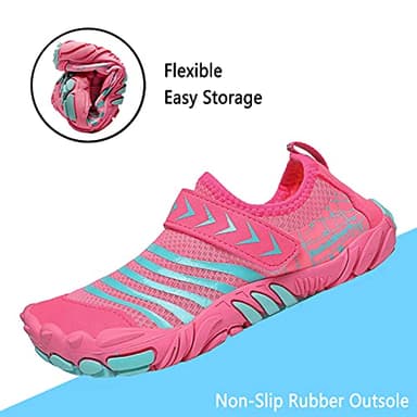 Quickshark Kids Water Shoes Boys Girls Barefoot Aqua Socks Lightweight Quick Dry Sandals Slip On Walking Sneakers for Beach Pool Swim 1-Pink 1 Big Kid - Image 4