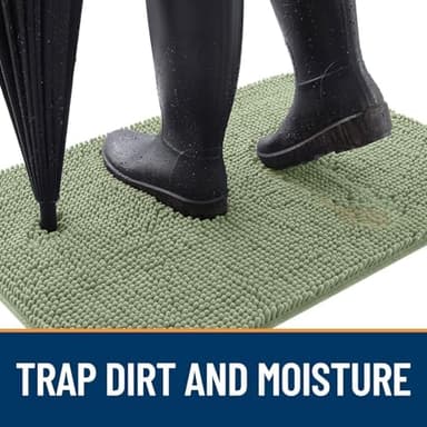 OLANLY Dog Door Mat for Muddy Paws 70x24, Absorbs Moisture and Dirt, Absorbent Non-Slip Washable Doormat, Quick Dry Chenille Mud Mat for Dogs, Entry Indoor Entryway Carpet for Inside Floor, Sage Green - Image 4
