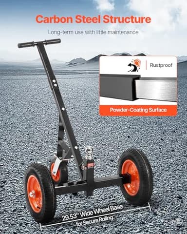 VEVOR Trailer Dolly, 1000lbs Tongue Weight Capacity, Carbon Steel Trailer Mover with 16.7 inch and 22 inch Height Adjustable Trailer Dolly, 2 inch Ball, 14 inch Pneumatic Tires, for Moving RV Trailer - Image 5
