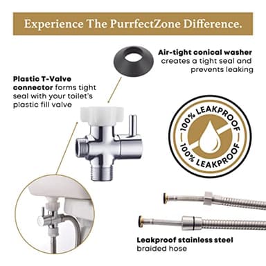 Purrfectzone Bidet Sprayer for Toilet, Handheld Sprayer Kit, Cloth Diaper Sprayer Set - Easy to Install - Stainless Steel - Image 7
