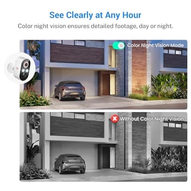 Blazique 1080p Solar Security Camera, Smart AI Human Detection, Color Night Vision, 2-Way Audio, Cloud Storage Sold Separately, 2.4G WiFi, Wireless Indoor/Outdoor Surveillance Bullet Cam (2 Pack) - Image 5