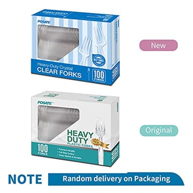 POSATE Heavy Weight Plastic Forks, Clear Disposable, 100 Count - Image 7