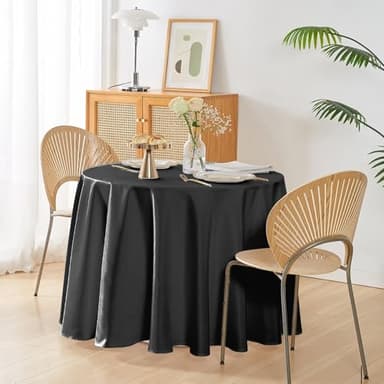Easy-Going 6 Pack Black Tablecloths 120 Inch-Round for 8 Ft Round Table, Washable Polyester Waterproof Stain Resistant Table Cloth, Decorative Table Cover for Kitchen, Dining Tables, Events - Image 2