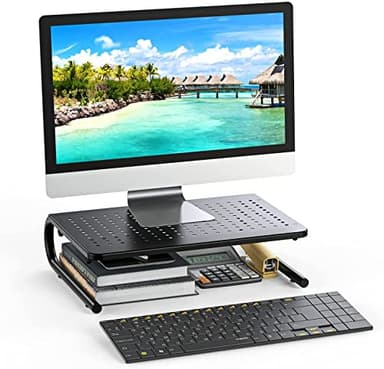 Monitor Riser for Desk, Desk Organizer,Laptop Shelf w/Vented for Screen, Computer Stand for PC, Printer, for Home & Office - Image 7
