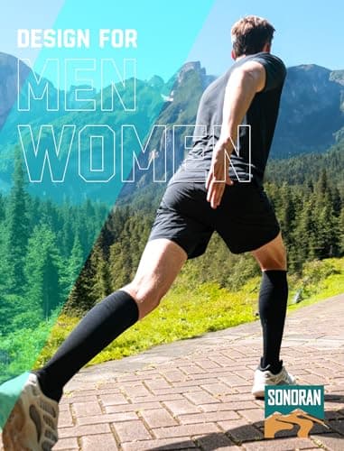 SONORAN 6 Pairs Compression Socks for Men & Women 20-30 mmHg Graduated Compression Socks Knee High Best Support for Running, Travel, Athletic XXL（Black Blue） - Image 7