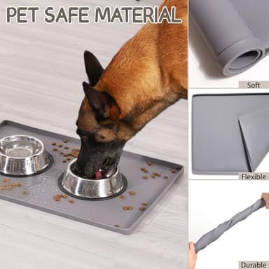 MateeyLife Silicone Cat & Dog Food Mat for Floors Waterproof, Anti-Slip Dog Bowl Mats for Food and Water, Pet Feeding Mats with Lip to Prevent Spills, Pet Placemat for Messy Drinkers to Protect Floors - Image 5