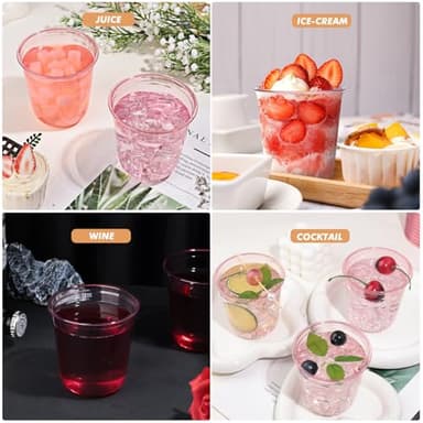 KesaPlan 50 Pcs Pink Plastic Cups, 12oz Disposable Stemless Wine Glasses for Cocktail Cute Clear Cocktail Wine Glasses Pink Party Cups for Meeting Wedding Christmas Holiday Party - Image 6