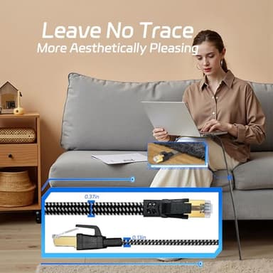 Ximhun Cat 8 Ethernet Cable 30FT, Nylon Braided High Speed Internet Network Cable with RJ45 Connector, 40Gbps 2000MHz Heavy Duty LAN Cable Indoor&Outdoor for Modem/Router/Gaming/PC - Image 6