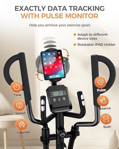 pooboo Elliptical Machine, Elliptical Exercise Machine with 16-Level Resistance& Hyper-Quiet Magnetic Driving System, Elliptical Machine for home with LCD Monitor&15.5IN Stride, 350LBS Weight Capacity - Image 4