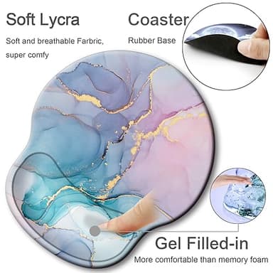 Ergonomic Mouse Pad with Wrist Support Rest,Large Mousepad Gel Wrist Rest, with Coaster Non-Slip & Pain Relief for Computer, Desk, Home&Office-Blue Marble - Image 5