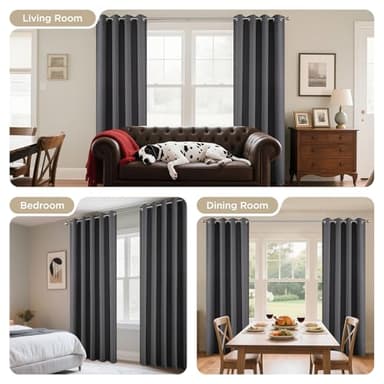 Joydeco Blackout Curtains 72 Inch Length, Grey 52 ×72 Curtains for Bedroom, Thermal Insulated Long Curtains & Drapes 2 Burg, Room Darkening Grommet Drapes for Living Room Window, 2 Panels Set - Image 6