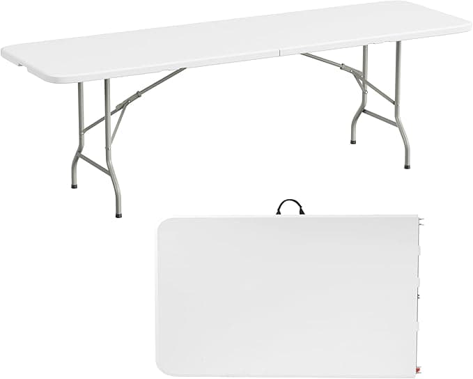 Elevon Folding Table, 8 Feet Heavy Duty Fold-in-Half Utility Table Indoor Outdoor for Camping, Picnic, Party - Image 1
