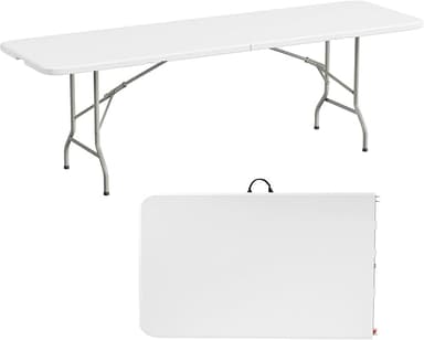 Elevon Folding Table, 8 Feet Heavy Duty Fold-in-Half Utility Table Indoor Outdoor for Camping, Picnic, Party - Image 1