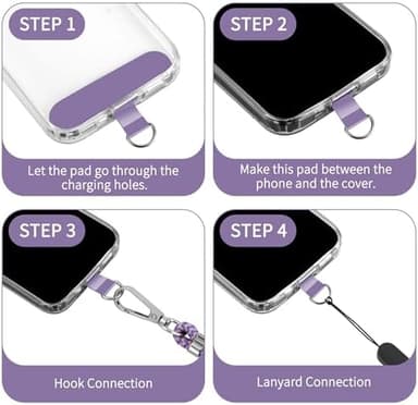 CACOE Phone Lanyard 2 Pcs-1 Pcs Adjustable Neck Strap, 1 Pcs Wrist Strap, 2 Pads, Universal Crossbody Multifuctional Cell Phone Lanyards Compatible with Most Smartphones(Purple Blue - Image 5