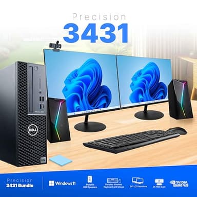 Dell Precision Workstation PC | NVIDIA P620 GPU - Editing & Design | Windows 11 Pro | Intel i5-9500 | 32GB RAM 500 NVME + 1TB SSD | 24" New Dual LCDs | RGB Speakers + Webcam | WiFi 6 + BT (Renewed) - Image 8