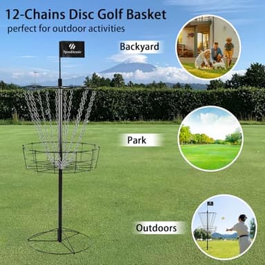 SpeedArmis Disc Golf Basket Targets - Portable Golf Baskets with Heavy Duty 12 Double Steel Chains, Come with 3pcs Discs - Image 4