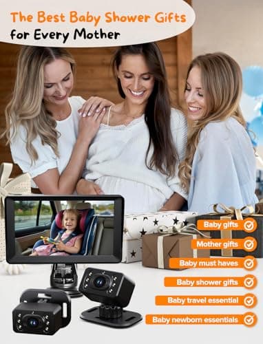 Baby Car Camera for 2 Kids - 7 Inch HD1080P Split Screen Baby Monitor with Dual Backseat Camera 150° Wide View & 360° Rotatable, Night Vision Easy Install, Rear-Facing Baby Car Mirror - Image 7
