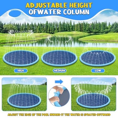 Non-Slip Splash Pad for Kids and Dog, 80" Extra Large Baby Play Mat, Dog Pool Toys, Thicken Sprinkler Pool Summer Outdoor Water Toys for Ages 3-12 Boys Girls, Parent-Kids &Games Fun Backyard (Blue) - Image 6