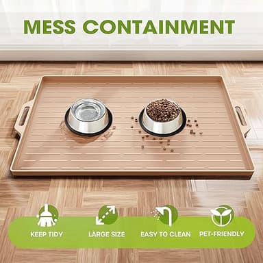 Large Dog Bowl Mat Pet Feeding Mat for Floor Waterproof with Edges, Silicone Placemats for Cat and Dog Water Bowl, Nonslip Pet Food Mat, Tray for Dog Bowls - Image 3