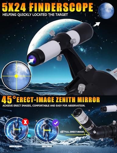 Uonol Telescope for Adults High Powered 70mm Aperture 400mm(16X-120X),Refractor Telescopes for Astronomy Beginners with Tripod,Phone Adapter,Carry Bag - Image 6