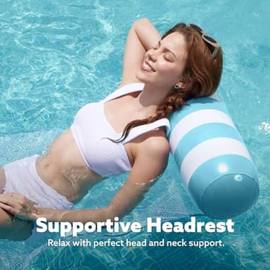 SLOOSH 2 Packs Strip Type Hammock Pool Floats Adults, 4-in-1 Multi-Purpose Inflatable Pool Floats PVC Water Hammock Lounge Floaties (Aquablue, Pink) - Image 3
