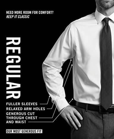 Van Heusen Men's Pinpoint Regular Fit Stripe Button Down Collar Dress Shirt, Blue, 17" Neck 34"-35" Sleeve - Image 3