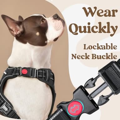 rabbitgoo Dog Harness Medium Sized, No Pull Pet Harness with 3 Buckles, Adjustable Soft Padded Vest with Control Handle, Walking Reflective Pet Vest for Medium Dogs, Black, M - Image 3
