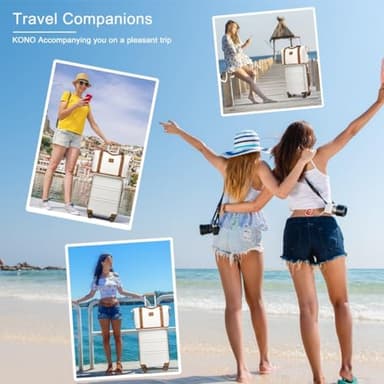 Kono Luggage Set 4 Piece Carry On Hardside Luggage with TSA Lock Spinner Wheels Carry On Suitcase Apricot Black - Image 7