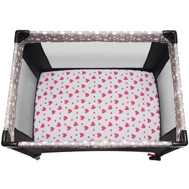 GUNTAIL Pack and Play Sheets Fitted, 2 Pack Pack n Play Sheets for Graco Pack n Play Mattress, Unisex Playard Sheets for Boys Girls (Love & Pink, 38 X 26 Inch) - Image 2