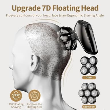 SHPAVVER Head Shavers for Bald Men: 5-in-1 Electric Razor - IPX7 Waterproof Shaving Grooming Kit for Balder - Turbo Speed & Precision Blades (Gold) - Image 5