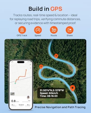 70mai Dash Cam Front and Rear - 2.5K+1080P Dual Dash Camera with HDR, Super Night Vision, F1.55 Aperture, 24H Parking Mode, Built-in Wi-Fi & GPS, G-Sensor, Loop Recording, 64GB Card Included (A410) - Image 5