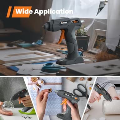 GoGonova Hot Glue Gun, 20s Fast Preheating Glue Gun Cordless & Rechargeable, 2Ah Battery Hot Glue Gun and 25 Pcs Hot Glue Sticks Set, Smart Power-Off, Stands-Up Design, Anti-Drip (Gray-25) - Image 6