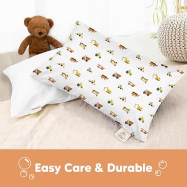 KeaBabies Toddler Pillowcase 13"x18" - Organic Cotton Toddler Pillowcase for Kids, Boys, Girls,Soft & Durable Cotton Cover for Miniature Sleepy Pillows,Cute Colors,Pillow Sold Separately(Construction) - Image 7