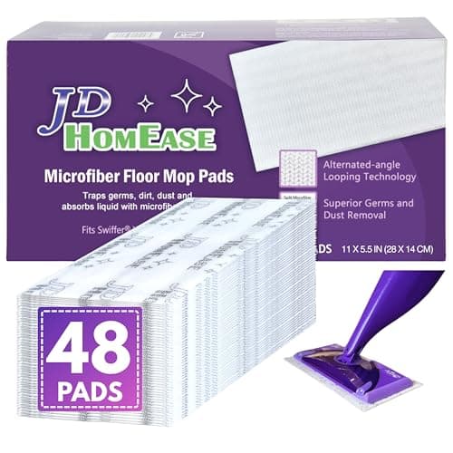 JD HOMEASE 48 Pack Premium Microfiber Replacement Pads for Swiffer WetJet - Super Absorbent, Lint-Free, Durable-11"x5.5", Perfect Fit Swiffer WetJet Mop - Safe on Hardwood, Tile, Vinyl - Image 1