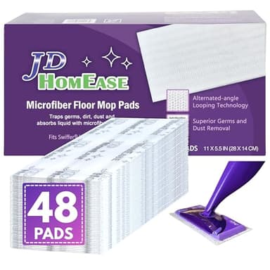 JD HOMEASE 48 Pack Premium Microfiber Replacement Pads for Swiffer WetJet - Super Absorbent, Lint-Free, Durable-11"x5.5", Perfect Fit Swiffer WetJet Mop - Safe on Hardwood, Tile, Vinyl - Image 1