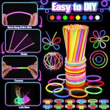 150PCS Glow in the Dark Party Supplies for Kids Adults, Light Up Party Favors with Light Up Glasses, Headband, Rings, 100 Glow Sticks Bulk Party Pack DIY Glow Necklaces Bracelets, Neon Party Supplies - Image 3
