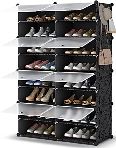HOMIDEC Shoe Rack, 8 Tier Shoe Storage Cabinet 32 Pair Plastic Shoe Shelves Organizer for Closet Hallway Bedroom Entryway - Image 1