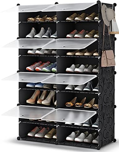 HOMIDEC Shoe Rack, 8 Tier Shoe Storage Cabinet 32 Pair Plastic Shoe Shelves Organizer for Closet Hallway Bedroom Entryway - Image 1