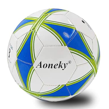 Aoneky 1-Pack Size 3 Soccer Ball - Eco-Friendly 2.5mm PVC Leather, Durable Machine-Stitched Design, Ball Pump Included - Image 2