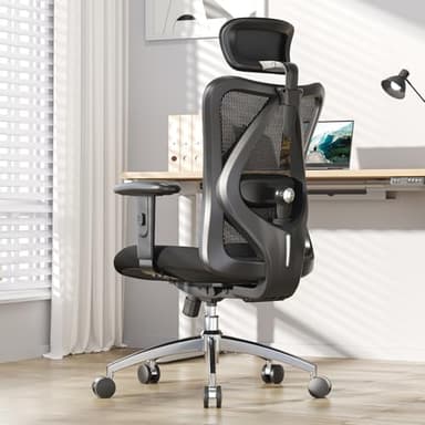 SIHOO M18 Ergonomic Office Chair for Big and Tall People Adjustable Headrest with 2D Armrest Lumbar Support and PU Wheels Swivel Tilt Function Black - Image 11