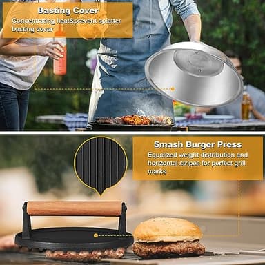 Griddle Accessories Kit, Terlulu 29 PCS Flat Top Grill Accessories for Blackstone and Camp Chef, Metal Spatula Set with Burger Press, Melting Dome, Scraper, Tongs, Carry Bag for Outdoor Grilling BBQ - Image 4